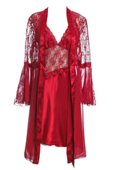 BLS - Halette Silk And Chantilly Nighty - Burgundy