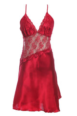 BLS - Halette Silk And Chantilly Nighty - Burgundy
