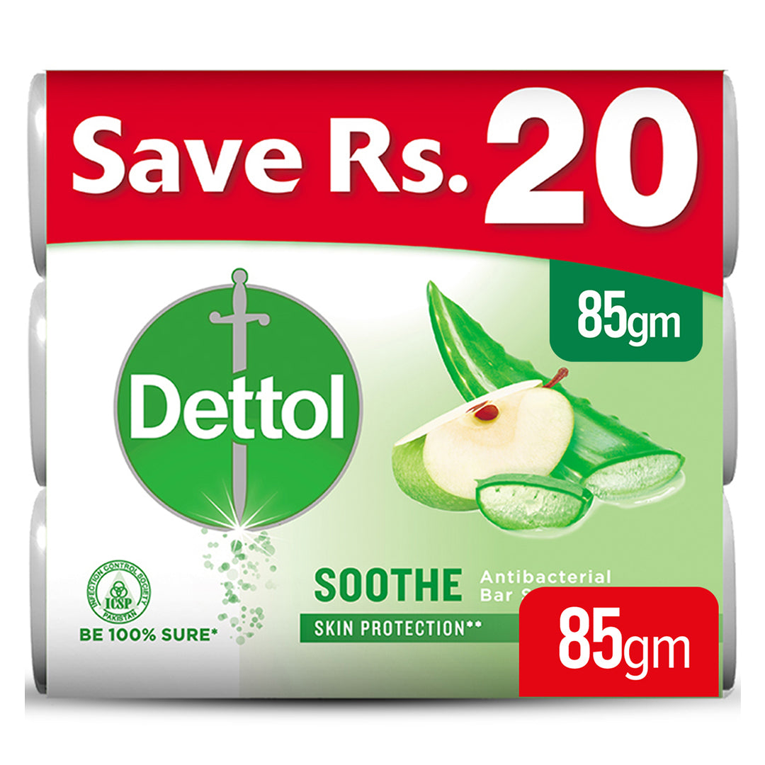 Dettol Antibacterial Soap For Scabies DETTOL ANTIBACTERIAL SOAP SOOTHE SAVE RS 20 3X85GM – kharedo