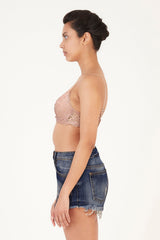 BLS - Defne Wired And Pushup Lace Bra - Stone