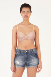 BLS - Defne Wired And Pushup Lace Bra - Stone