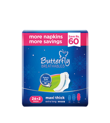 BUTTERFLY BREATHABLES MAXI THICK EXTRA LONG TRIO PACK 28 PCS