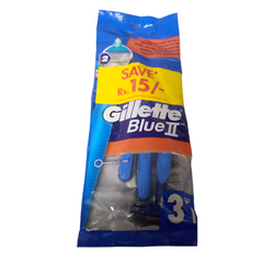 GILLETTE BLUE II RAZOR 3PC 2 BLADE