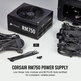 Corsair RM Series™ RM750 — 750 Watt 80 PLUS® Gold Certified Fully Modular PSU CP-9020231-UK