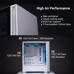 Lian Li LANCOOL 205 Tempered Glass Side Panel Mid-Tower ATX Computer Case PC Gaming Case (White)
