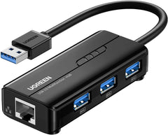 UGREEN USB 3.0 Hub With Gigabyte Ethernet 20265 - Black