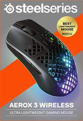 SteelSeries Aerox 3 (2022) Onyx - Pixel-Perfect TrueMove Air Sensor, Wireless Type-C Dongle, Highly Light Weighted Gaming Mouse - 62612