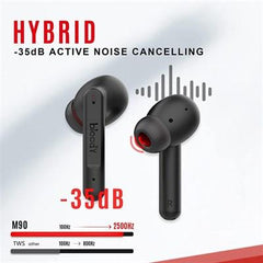 Bloody M90 TWS ANC True Wireless Active Noise Cancellation Gaming Earbuds, (Black - Red)