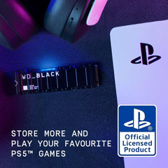 WD_BLACK 500GB SN850 NVMe SSD for PS5 Consoles Solid State Drive with Heatsink - Gen4 PCIe, M.2 2280, Up to 7,000 MB/s