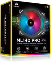 Corsair ML140 PRO RGB LED - 140MM PWM Premium Magnetic Levitation Fan — Twin Fan Pack with Lighting