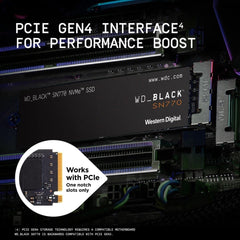 WD_BLACK 1TB SN770 NVMe Internal Gaming SSD Solid State Drive - Gen4 PCIe, M.2 2280, Up to 5,150 MB/s - WDS100T3X0E