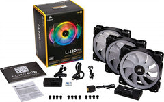 Corsair LL120 RGB 120mm Dual Light Loop RGB LED PWM Fan — 3 Fan Pack with Lighting Node PRO - CO-905