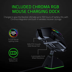 Razer Basilisk Ultimate with Charging Dock Wireless Gaming Mouse with 11 Programmable Buttons RZ01-0