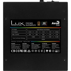 Aerocool LUX ARGB 550M 80+ Bronze Semi-Modular Power Supply Unit