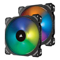 Corsair ML140 PRO RGB LED - 140MM PWM Premium Magnetic Levitation Fan — Twin Fan Pack with Lighting