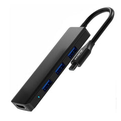 AJazz AT101PH TYPE - C TO PD + USB 3.0 x 3 + HDMI x 1 Pinl - Black