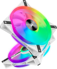 Corsair iCUE QL120 RGB 120mm PWM White Fan — Triple Fan Kit with Lighting Node CORE CO-9050104-WW
