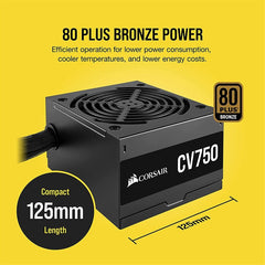 Corsair CV750 PSU CP-9020237-IN Watt 80 Plus® Bronze Certified PSU