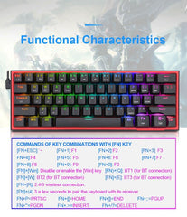 Redragon K616 FIZZ Pro RGB Wireless 3 Bluetooth Gaming Keyboard -Red Switch