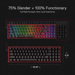 Redragon K628 Pollux 75% Wired RGB Gaming Keyboard 78 Mechanical Keys Red Switch