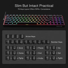 Redragon K628 Pollux 75% Wired RGB Gaming Keyboard 78 Mechanical Keys Red Switch