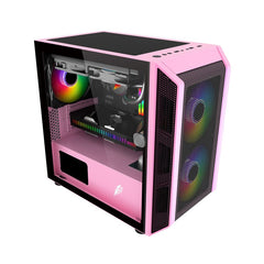 1stPlayer D3 (Pink) DK series with 3 Fans & 1 Hub Micro ATX Gaming Case