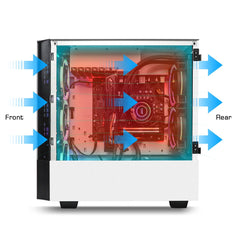 darkFlash V22 White Mid Tower ATX Case Open Door Tempered Glass Panel Casing