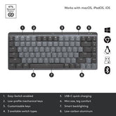 Logitech MX Mechanical Mini Graphite Clicky - Tactile Keyboard