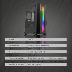 FANTECH STRIKE CG72 RGB Middle Tower Case