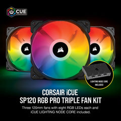 Corsair iCUE SP120 PRO CO-9050094-WW 120mm Triple Fan Kit with Lighting Node CORE