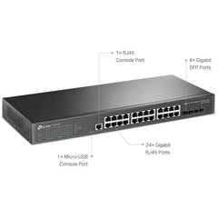 TP-Link JetStream TL-SG3428 24-Port Managed Switch Gigabit L2+ with 4 SFP Slots