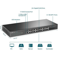 TP-Link TL-SG3428X JetStream 24-Port with 4 10GE SFP+ Slots - Managed Switch Gigabit L2+