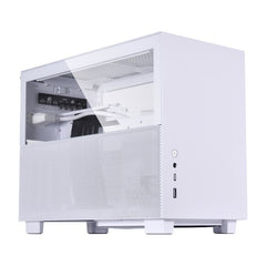 LIAN LI Q58 White Color / Aluminum / Tempered Glass Mini Tower Computer Case White