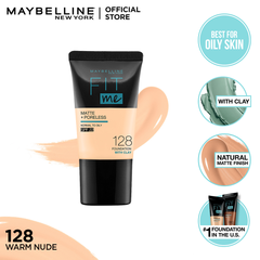 Maybelline New York Fit Me Matte & Poreless Liquid Foundation 18ml Tube - 128 Warm Nude - For Normal to Oily Skin