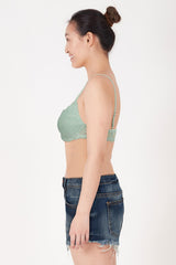 BLS - Defne Wired And Pushup Lace Bra - Sea Green
