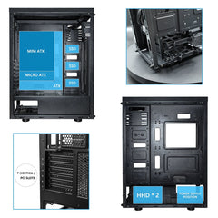 Aigo darkFlash Phantom Black Gaming Casing Tempered Glass Windows with 6pcs 120mm LED DR12 RGB Fans