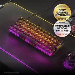 SteelSeries Apex 9 Mini Swappable Optical Switches - 2-Point Adjustable Actuation OPTIPOINT Gaming Keyboard - 64837