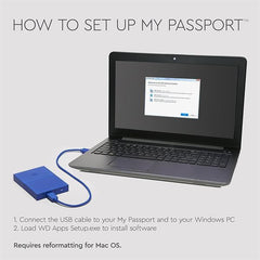 WD My Passport 1TB External USB 3.0 Portable Hard Drive - Black