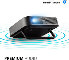 ViewSonic M2e 1080p Portable Projector with 1000 LED Lumens, H/V Keystone, Auto Focus, Harman Kardon Bluetooth Speakers, HDMI, USB C, 16GB Storage, Stream Netflix with Dongle