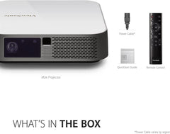 ViewSonic M2e 1080p Portable Projector with 1000 LED Lumens, H/V Keystone, Auto Focus, Harman Kardon Bluetooth Speakers, HDMI, USB C, 16GB Storage, Stream Netflix with Dongle