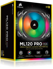 Corsair ML120 PRO 120mm Magnetic Levitation RGB LED PWM Fan with Lighting Node 3 Pack - CO-9050076-W