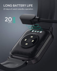 AUKEY Smartwatch Fitness Tracker 12 Activity Modes IPX6 Waterproof Black