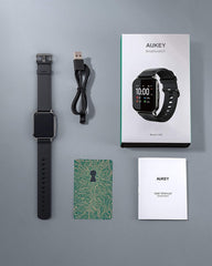 AUKEY Smartwatch Fitness Tracker 12 Activity Modes IPX6 Waterproof Black