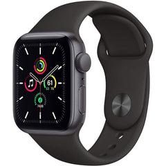 Apple Watch SE Aluminum Case Space Gray with Starlight & Black Sport Band GPS-44mm
