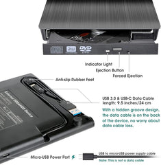 Ease External DVD RW 8X Read Speed 8X Write Speed  USB 3.0 X1 Type C X1  EOD5U3C
