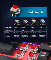 Redragon K616 FIZZ Pro RGB Wireless 3 Bluetooth Gaming Keyboard -Red Switch