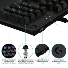Logitech G513 Carbon GX Blue RGB Gaming Keyboard Mechanical - Clicky
