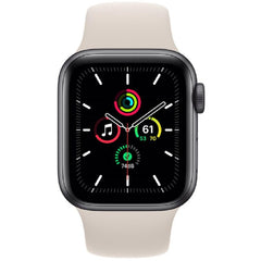 Apple Watch SE Aluminum Case Space Gray with Starlight & Black Sport Band GPS-44mm