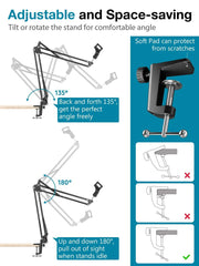 InnoGear Heavy Duty Mic Stand with Microphone Windscreen and MIcrophone Pop Filter